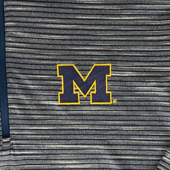 Michigan Wolverines NCAA Navy Blue Striped Antigua Athletic Pullover Mens 2XL - Picture 2 of 6